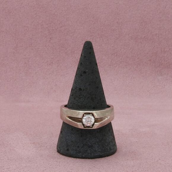 sterling silver mens round-cut cz solitaire ring size 10.5 - Picture 1 of 3